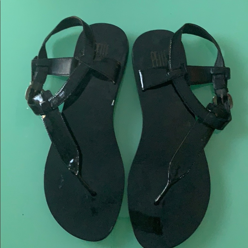 Pelle Moda black satin strapped sandals